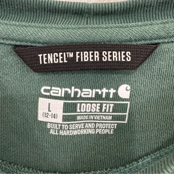 Carhartt Women's Tencel Fiber Series Loose Fit Sleeve Graphic Sweatshirt Balsam - Picture 11 of 11